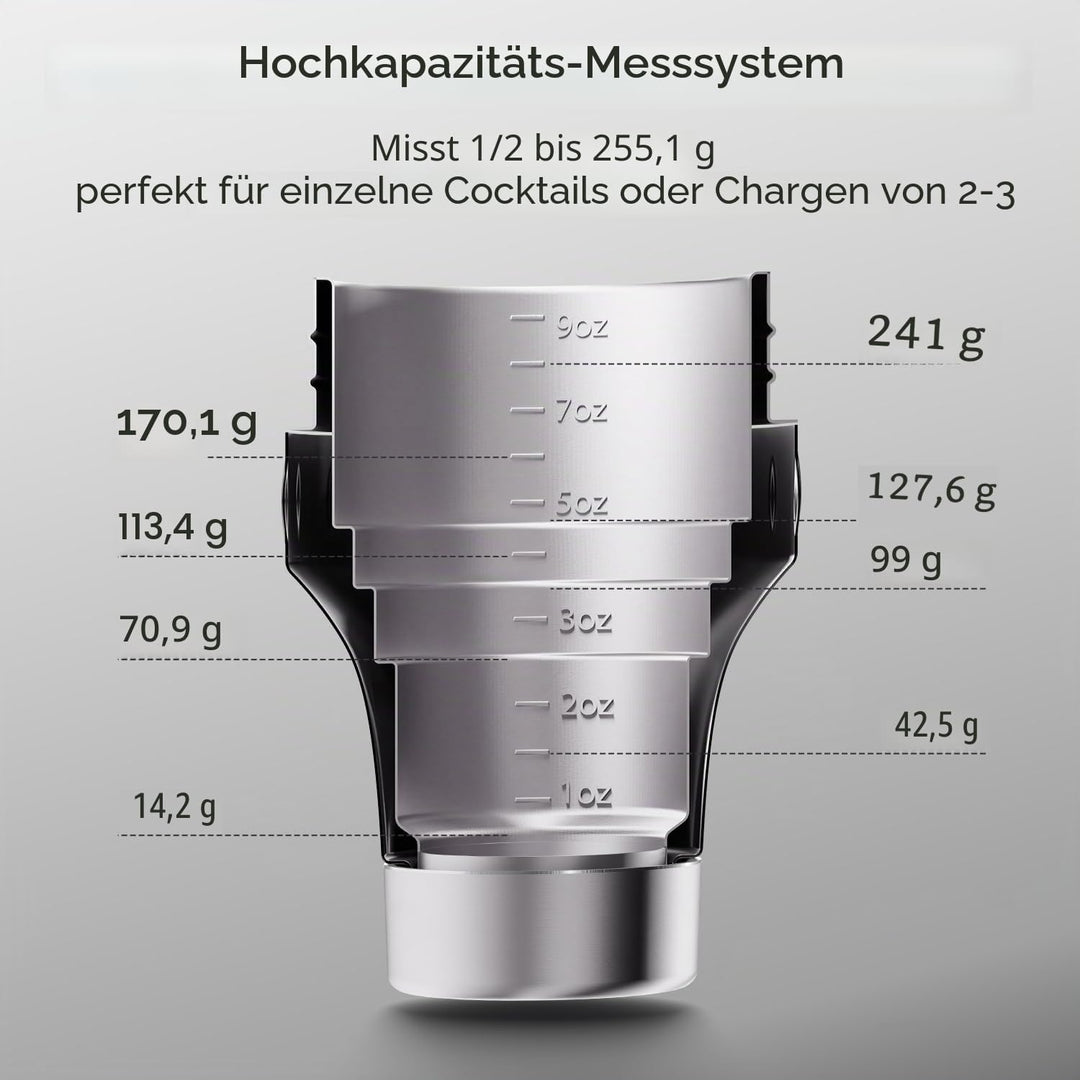 Cocktail Shaker Set mit Integrierter Massskala 900ml Premium Edelstahl Frostsicherer Doppelwand-Bark