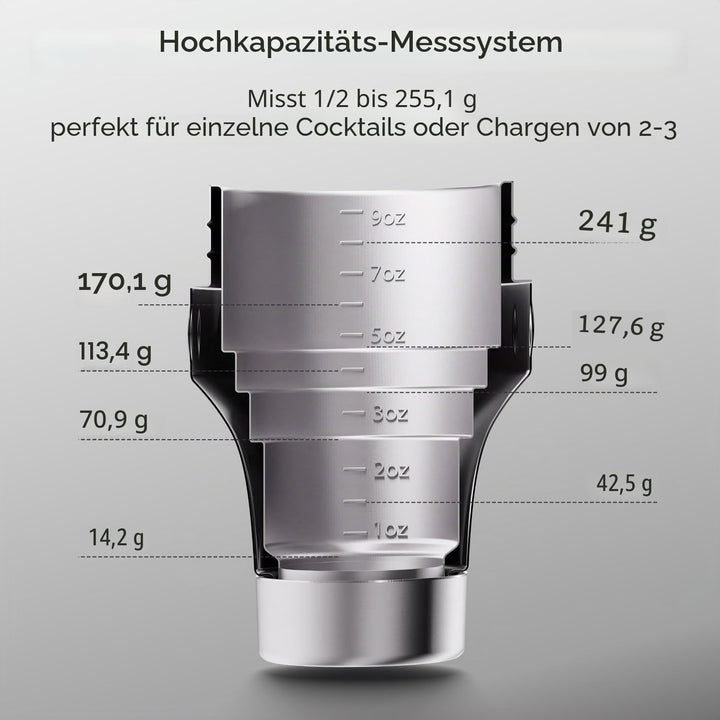 Cocktail Shaker Set mit Integrierter Massskala 900ml Premium Edelstahl Frostsicherer Doppelwand-Bark