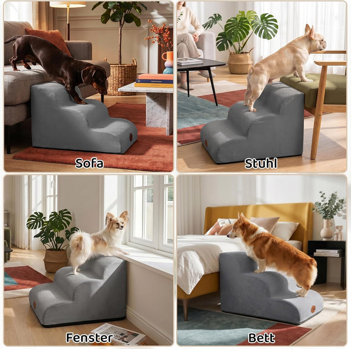 Hundetreppe für Kleine Hunde &amp; Katzen, Haustiertreppe für Sofa, 2 Stufen Dunkelgrau 2 Stufen(40 x 40