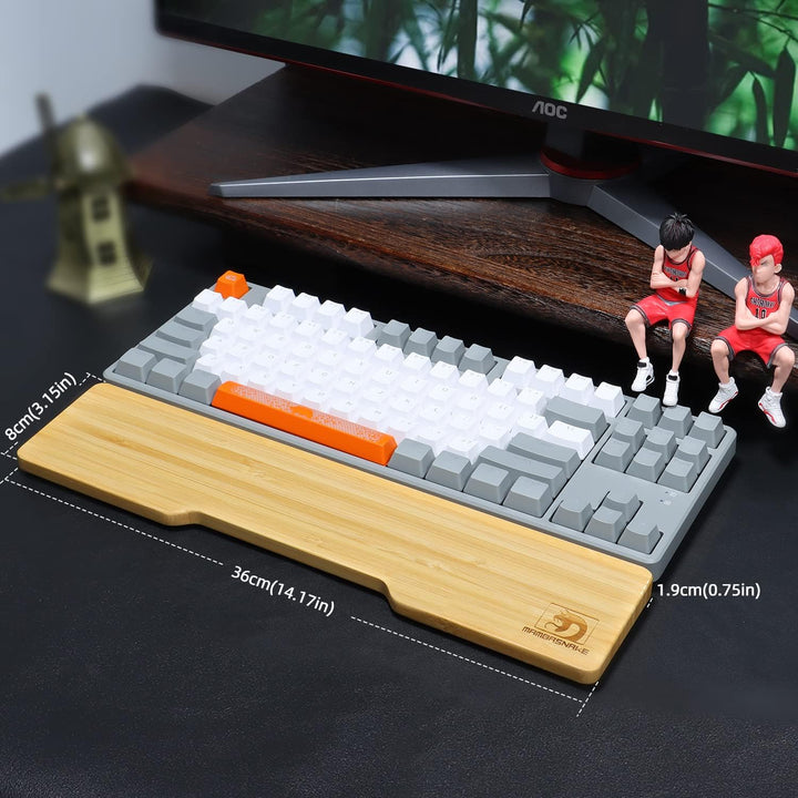 MAMBASNAKE Handballenauflage aus Bambus für 87-Tasten-TKL-Tastatur,A-Klasse Bambus,Ergonomische Hand