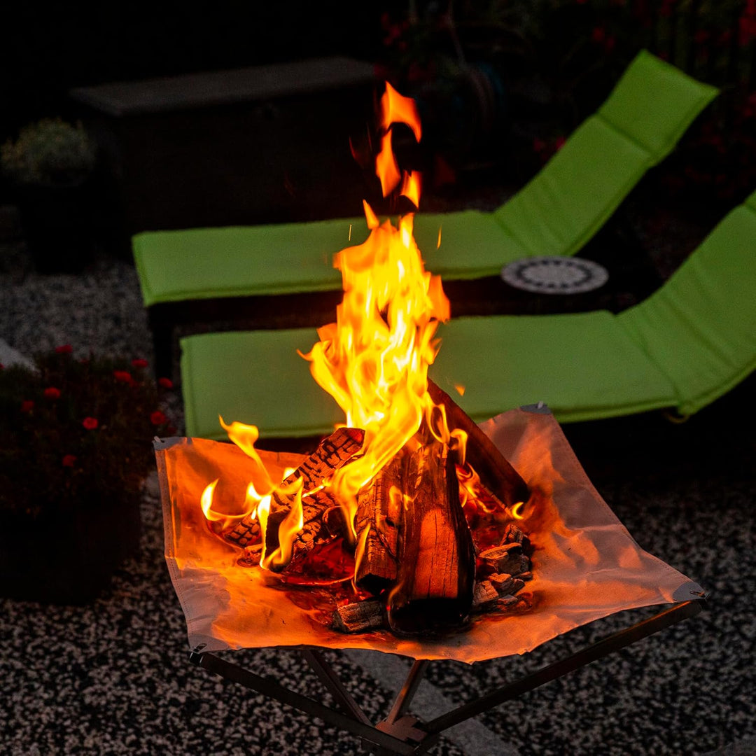 FENNEK HIGHFIRE | Hochwertiges, transportables XL Feuernetz aus Edelstahl | 60 x 60 x 63 cm | Mit Ta