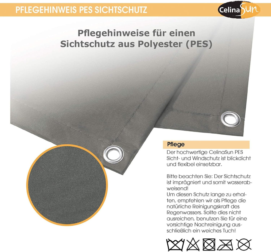 CelinaSun Sichtschutz Balkon 0,75 x 3 m Creme weiss PES Balkonbespannung mit Kabelbinder wasserabwei