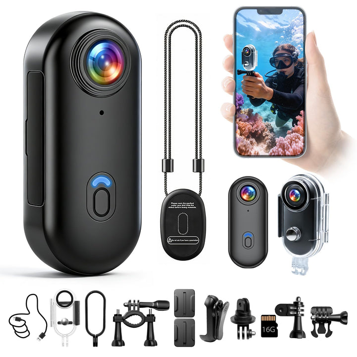 Action Kamera WiFi 4K, wasserdichte Sport-Mini-Actionkamera, Mini-Körperkamera, Kleine Action-Kamera