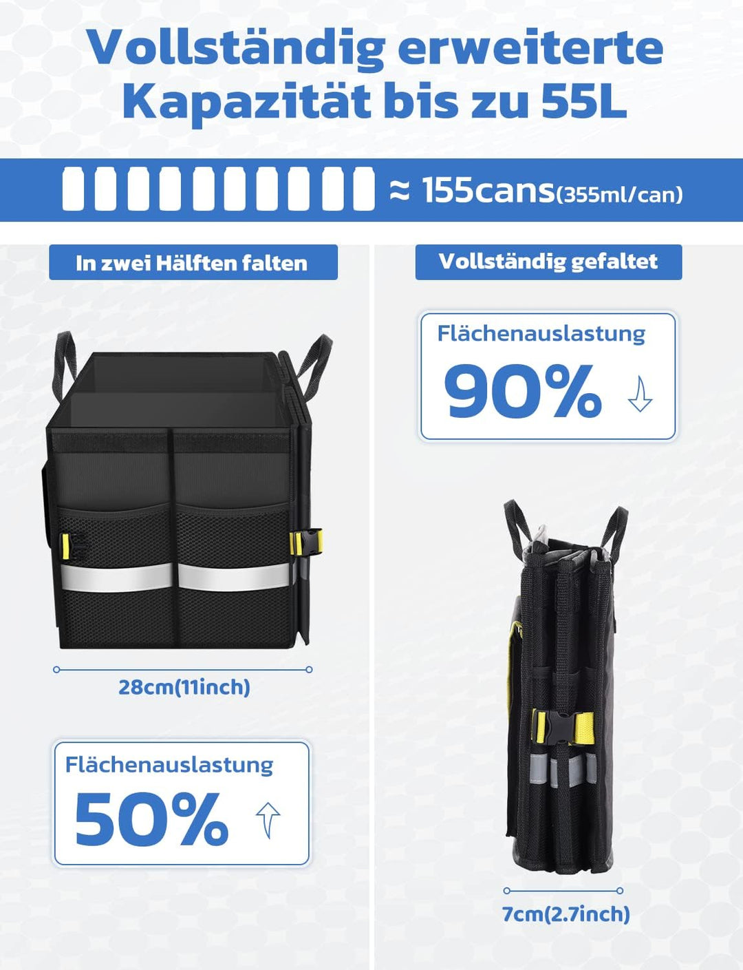 Oasser Kofferraumtasche Kofferraum Organizer mit Deckel Autobox Auto Box Tasche Wasserdicht Rutschfe