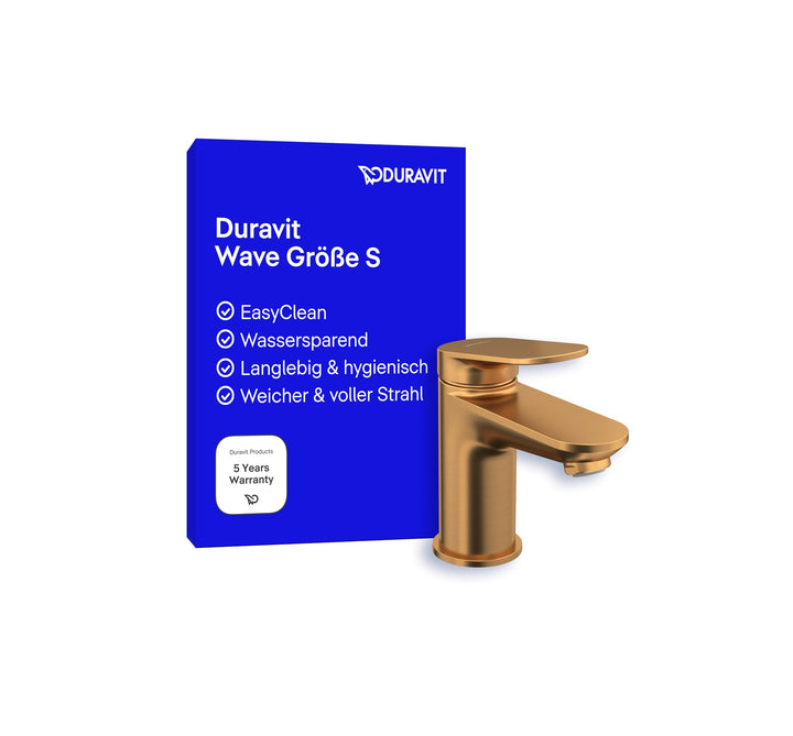 Duravit Wave Waschtischarmatur, Grösse S (Auslauf Höhe 77 mm), Wasserhahn Bad, Armatur Waschbecken,