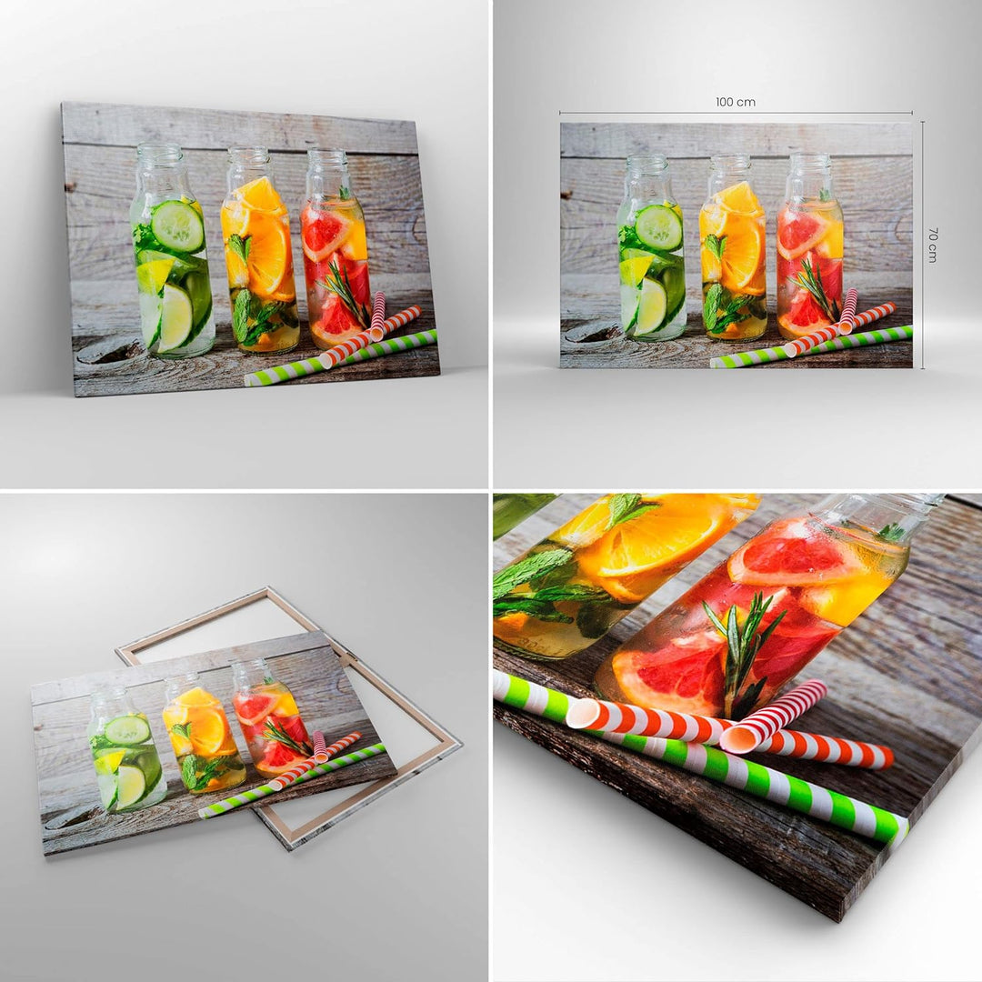 Bilder auf Leinwand 100x70cm Leinwandbild Eis Minze Erfrischung Getränke Gross Wanddeko Bild Schlafz