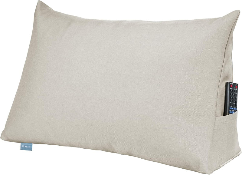 XDREAM Bettsitzkissen, Keilkissen für Bett und Sofa beige | Stabiles Rückenkissen und Lendenkissen m