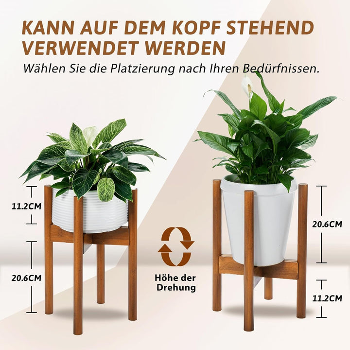 Bamworld Blumenständer Blumenhocker Pflanzenhocker Hellbraun Verstellbar und kippsicher, geeignet fü