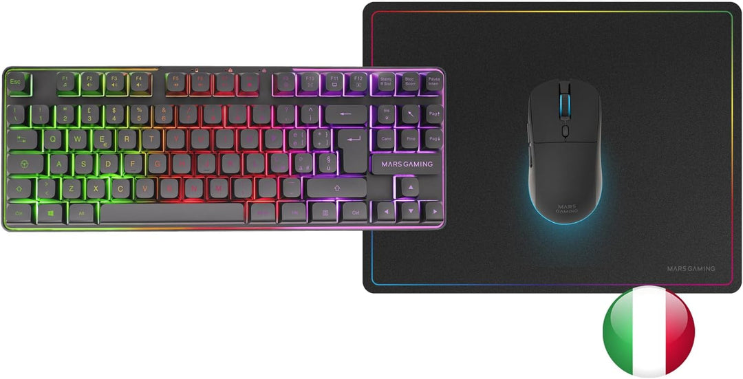 Mars Gaming MCPWTKL, Italienisch, Kabelloses Gaming-Combo, DualPro Link 2.4GPRO-Technologie, TKL FRG