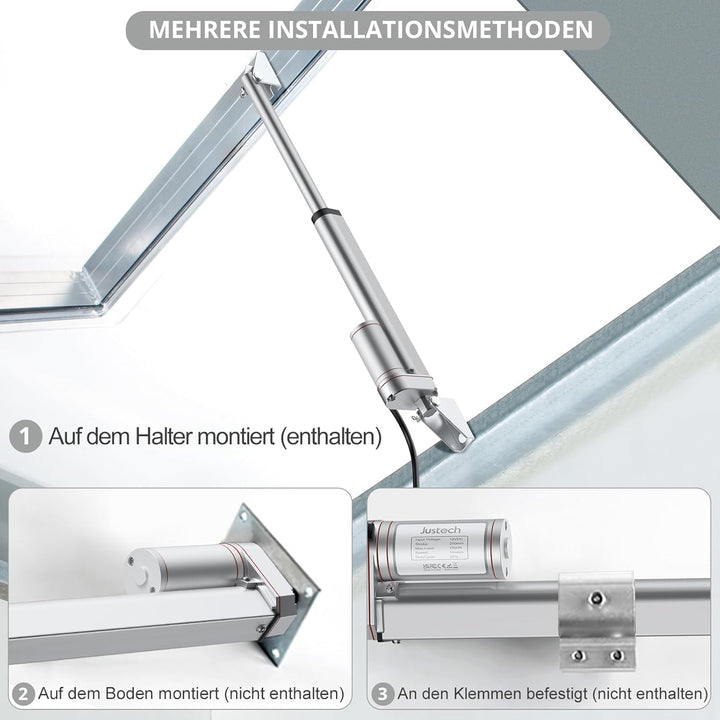 Justech Lineartechnik Aktuatoren Linear Actuator 200mm Linearantrieb 1500N/330 LBS IP65 10mm/s Motor