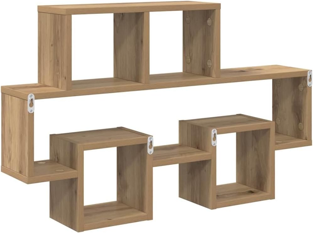 vidaXL Wandregal mit Regal Artisan-Eiche 82 x 15 x 51 cm Holzwerkstoff, Elegantes Wandregal, rechtec