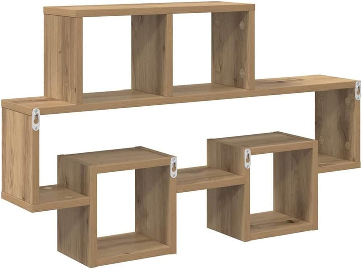 vidaXL Wandregal mit Regal Artisan-Eiche 82 x 15 x 51 cm Holzwerkstoff, Elegantes Wandregal, rechtec