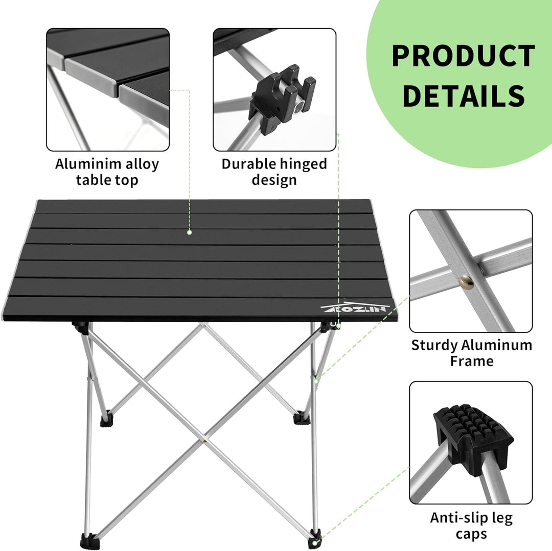 Campingtisch Klappbar, Klapptisch Camping, Tragbarer Picknicktisch Faltbar, Kleiner Aluminium-Klappt