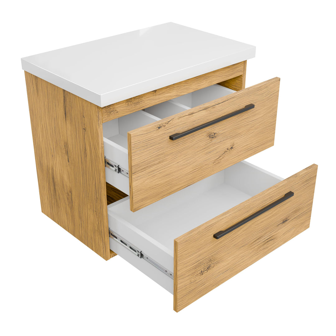 paplinskimoebel GIRONA Waschbeckenunterschrank hängend 60 cm breit, Universal Badschrank mit 2 Schub