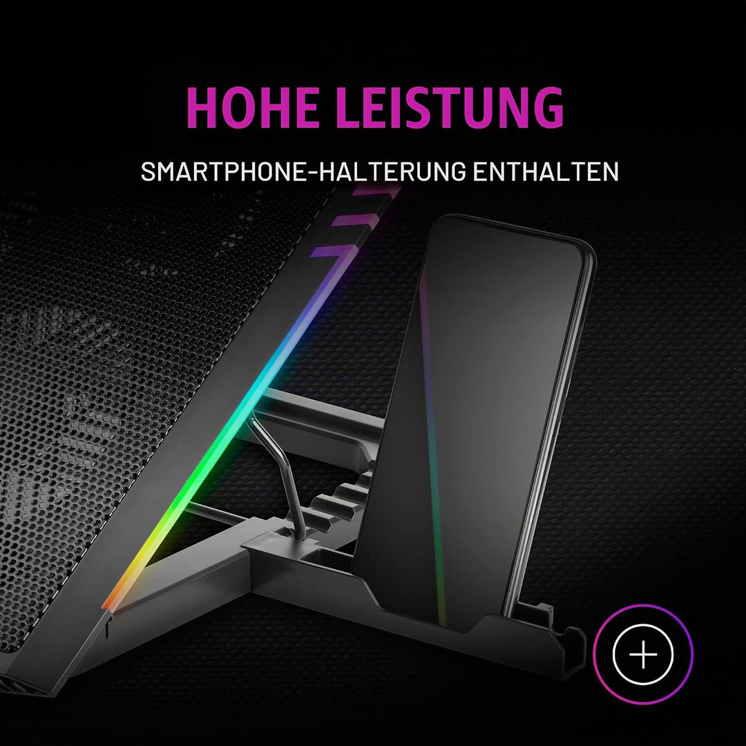 MARSGAMING MNBC5, XL Cooling Base &amp; Stand ARGB, 6 Fans, Smartphone Holder
