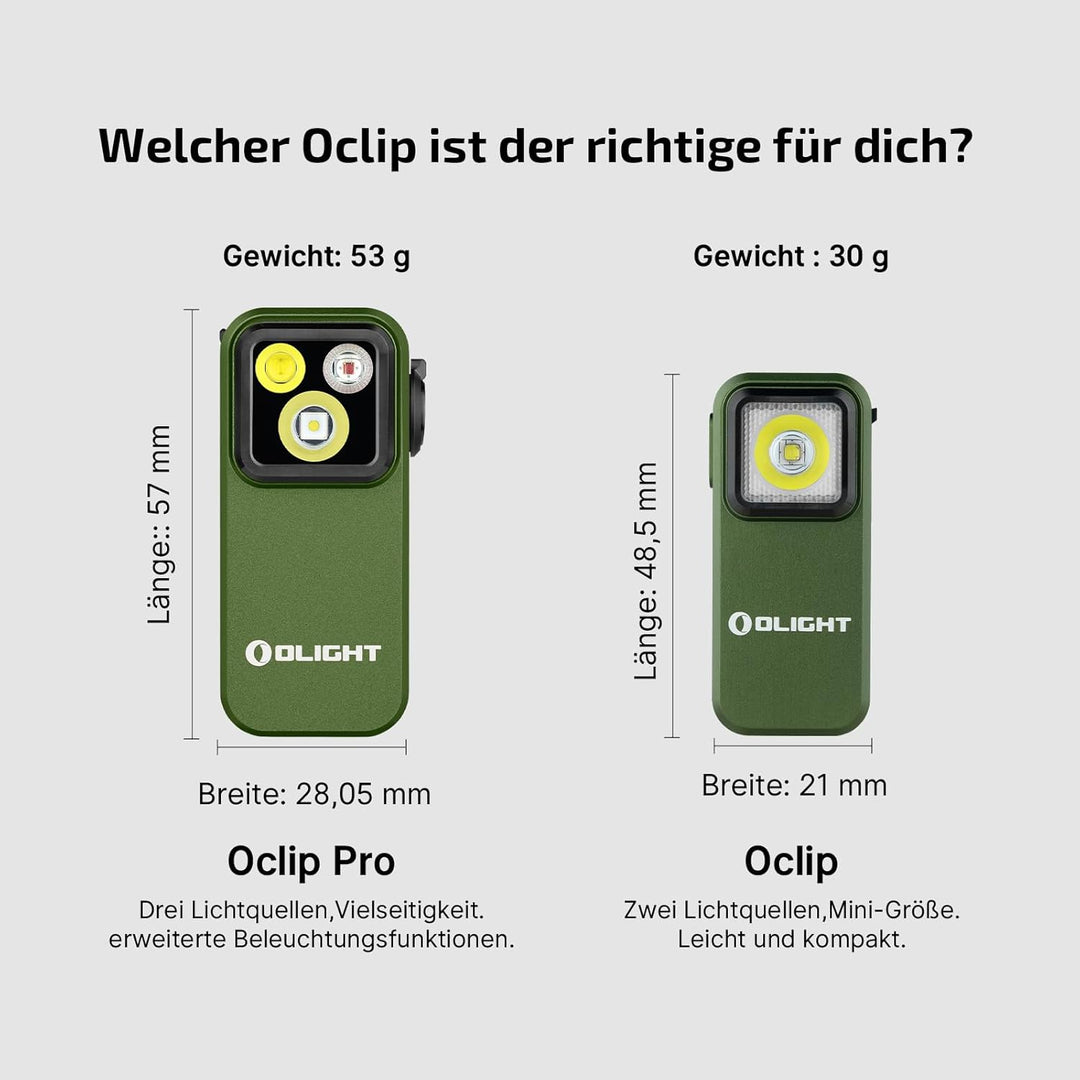 OLIGHT Oclip Pro Mini LED Taschenlampe mit Flutlicht, fokussiertes Licht und Rotlicht,500 LM helle U