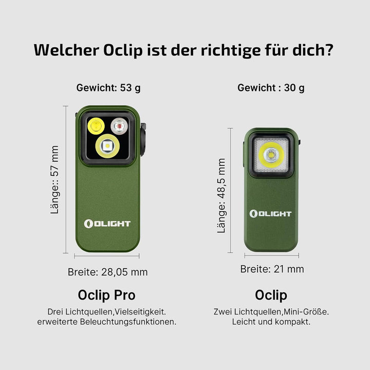 OLIGHT Oclip Pro Mini LED Taschenlampe mit Flutlicht, fokussiertes Licht und Rotlicht,500 LM helle U