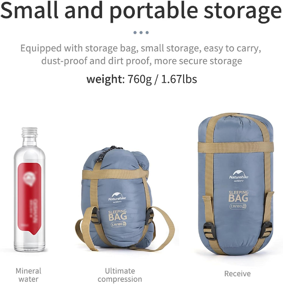 Naturehike Schlafsack Ultraleicht Mini Kleines Ultraleicht 680/760g für 3 Jahreszeiten mit 190x75/20