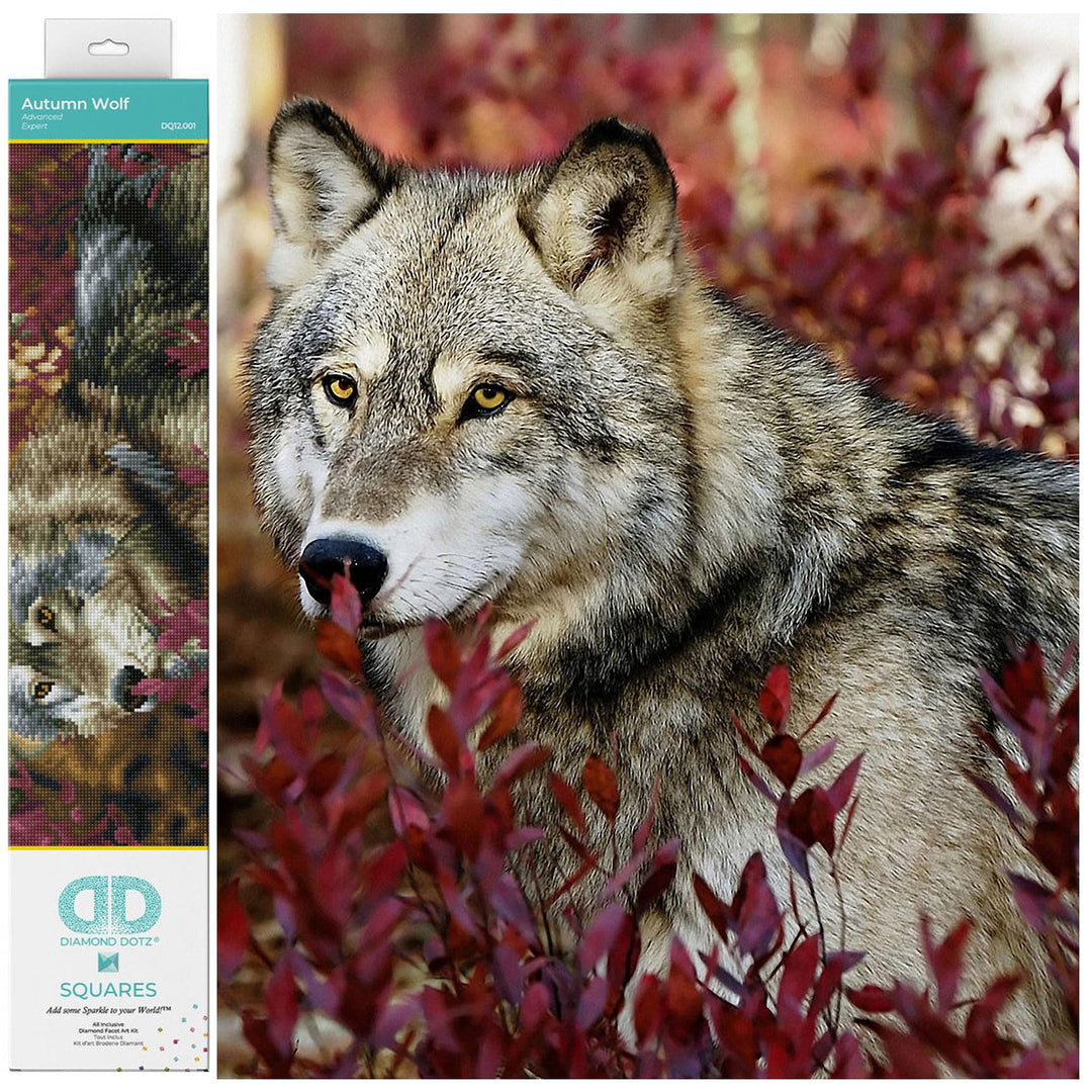 Diamond Dotz DQ12-001 Squares Autumn Wolf, ca. 42 x 57 cm gross, Diamond Painting, Malen mit Diamant
