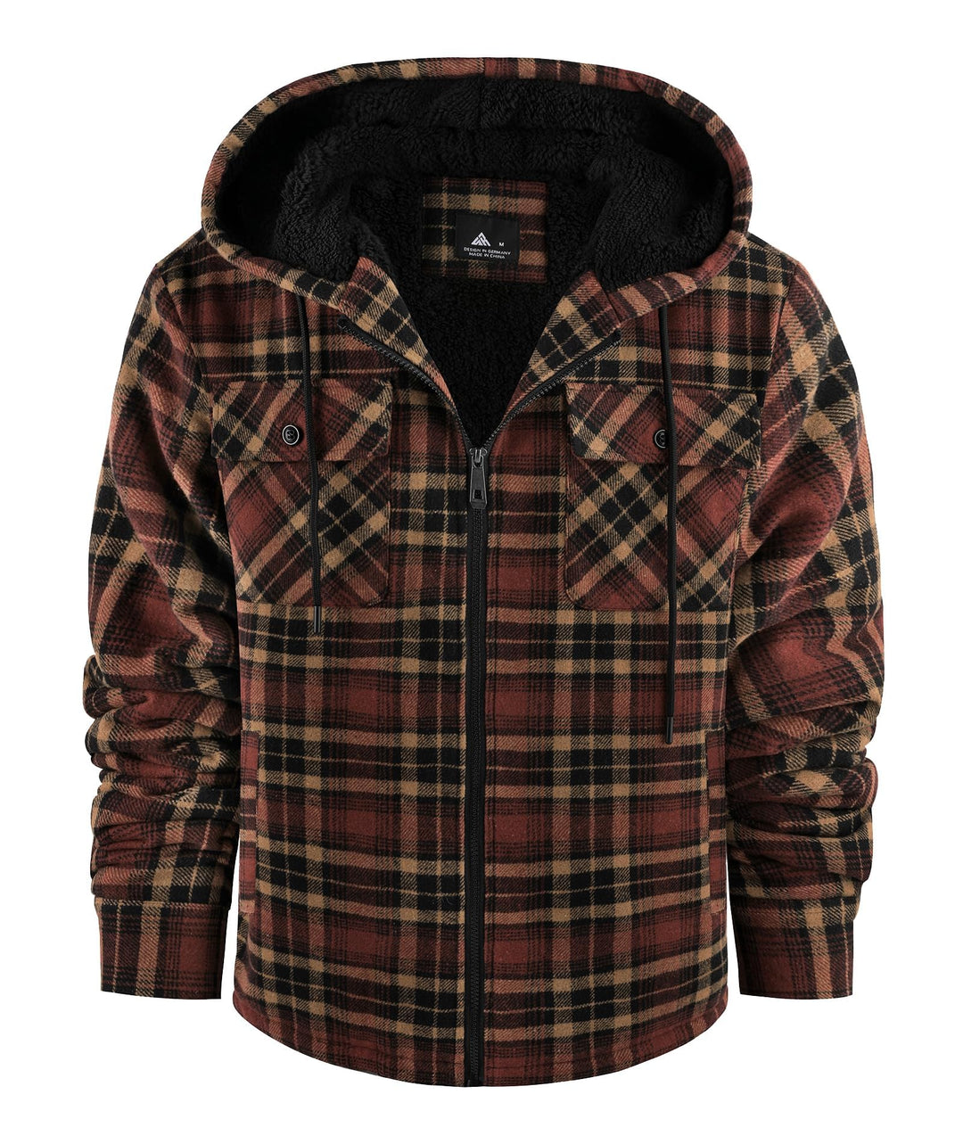 JACKETOWN Hemdjacke Kariertes Herren hoodies Flanelljacke Warm Thermohemd Herren Holzfäller Jacke Ve