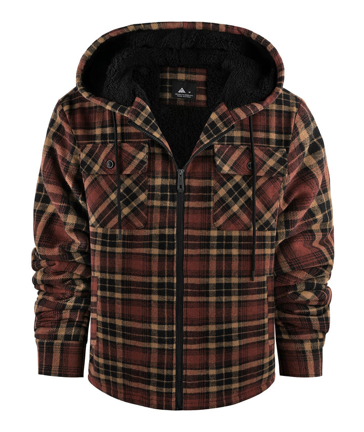 JACKETOWN Hemdjacke Kariertes Herren hoodies Flanelljacke Warm Thermohemd Herren Holzfäller Jacke Ve