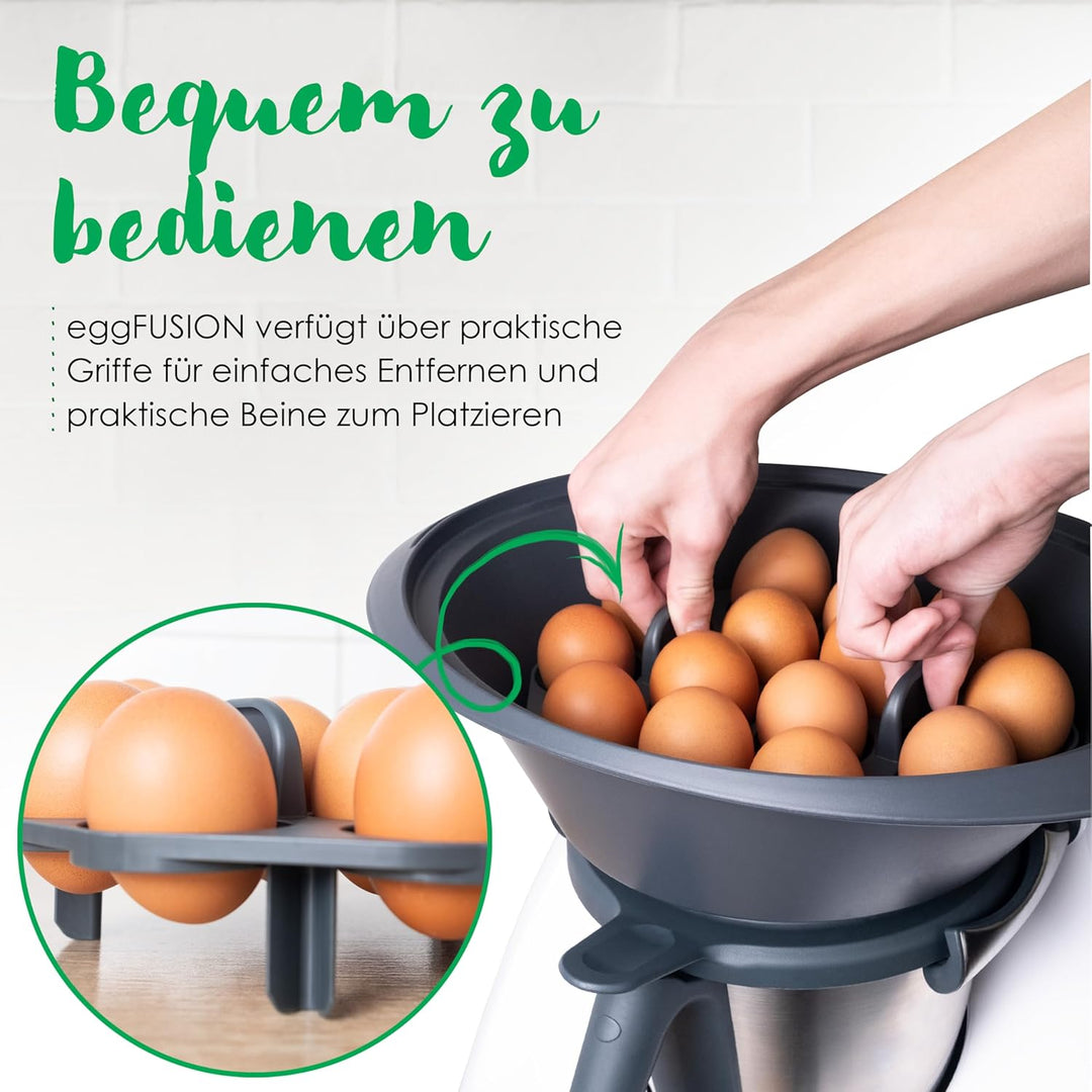 eggFUSION Eierkocher Halter zu 14 Eier für Thermomix Zubehör TM7 TM6 TM5 TM31 - Kompatibel mit MC Sm