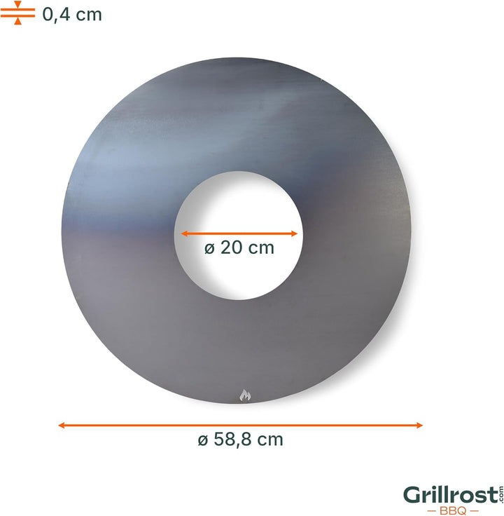 Grillrost.com Das Original 60er Feuerplatte - 4mm stark - Qualität Made in Germany - für alle 60er K