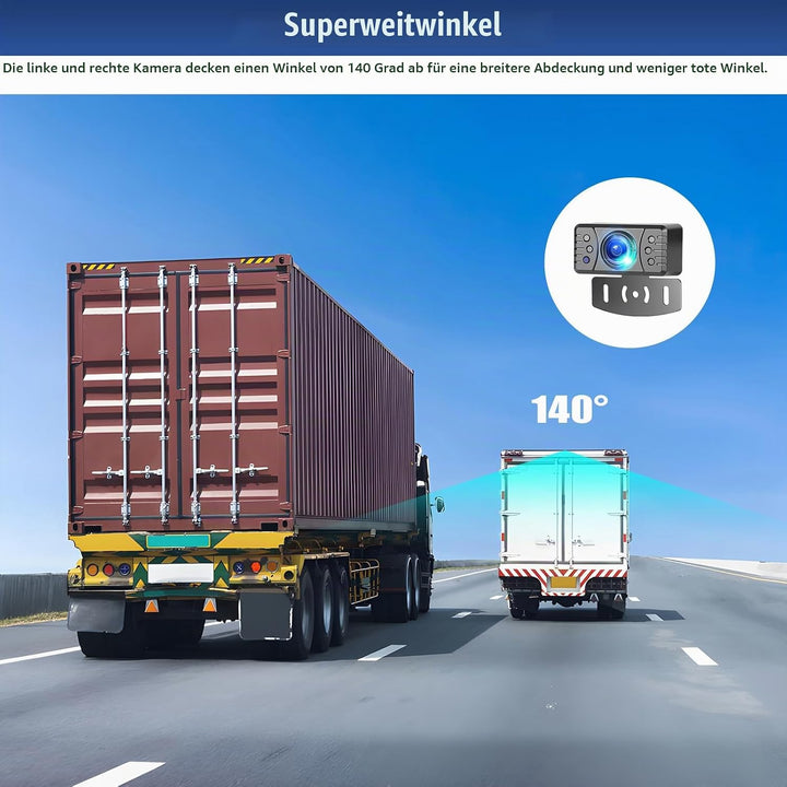CAMECHO HD Rarückfahrkamera kabellos 4,3 Zoll Wireless-Übertragung, IP68-Wasserdichtigkeit, Infrarot