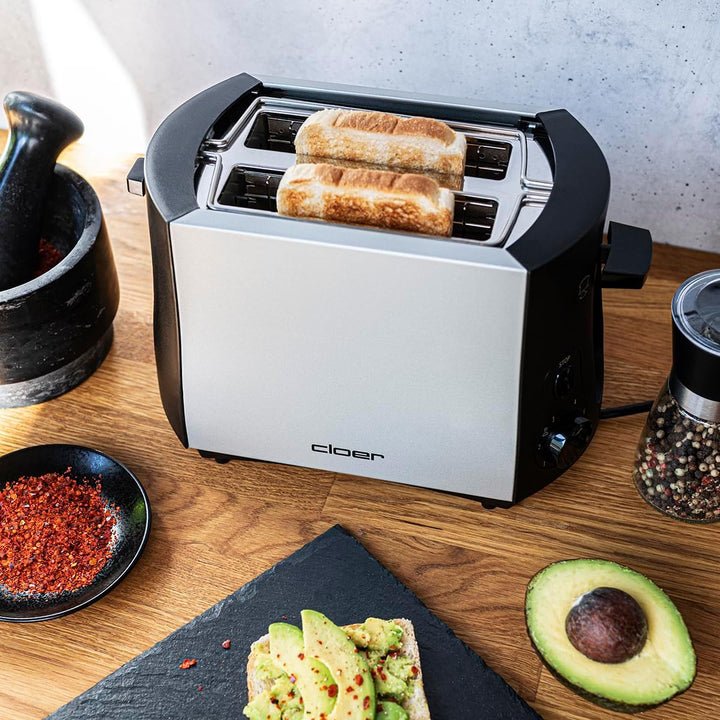 Cloer 3410 Toaster / 825 W / für 2 Toastscheiben / integrierter Brötchenaufsatz / Nachhebevorrichtun