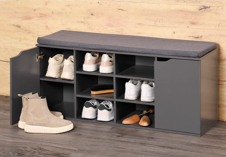 Kesper | Schuhschrank mit Sitzkissen, Material: Spanplatte, Textil, Masse: 103 x 48 x 30,5 cm, Farbe