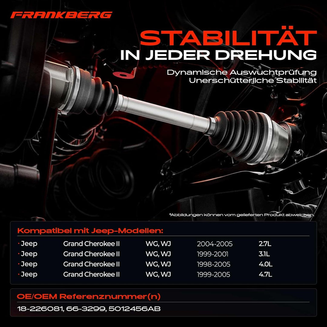 Frankberg Antriebswelle Vorne Rechts Kompatibel mit Grand Cherokee II WG WJ 2.7L-4.7L 1999-2005 5012
