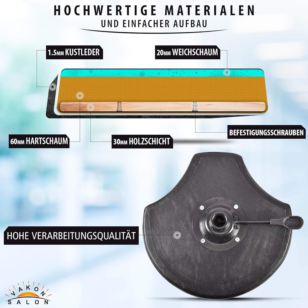 Ergonomischer Rollhocker mit Premium-Rollen und Fussring - Höhenverstellbar von 55-75 cm - Drehhocke