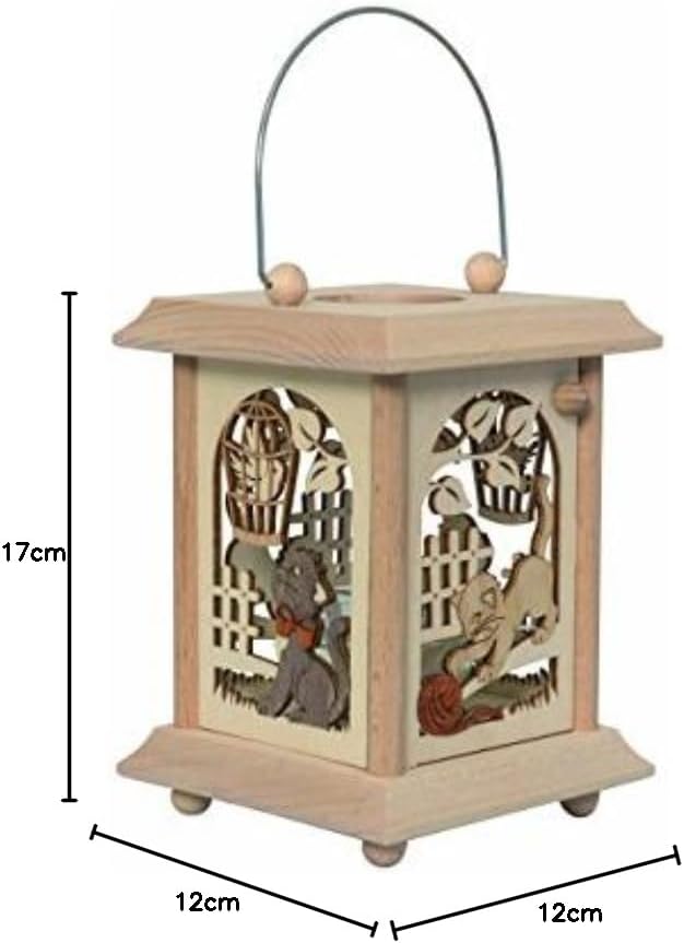 Drechslerei Kuhnert Tischlaterne/Teelichthalter - Motiv: Katzen aus Edelholz - Masse: 11,5 x 11,5 x