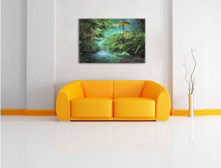 Pixxprint magischer Märchenwald als Leinwandbild/Grösse: 100x70 / Wandbild/Kunstdruck/fertig bespann