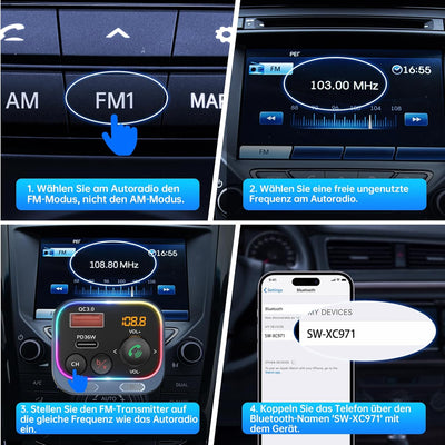 Syncwire FM Transmitter 5.4 Bluetooth Adapter Auto 54W PD & QC 3.0 USB C Auto Ladegerät [Stärkere Du