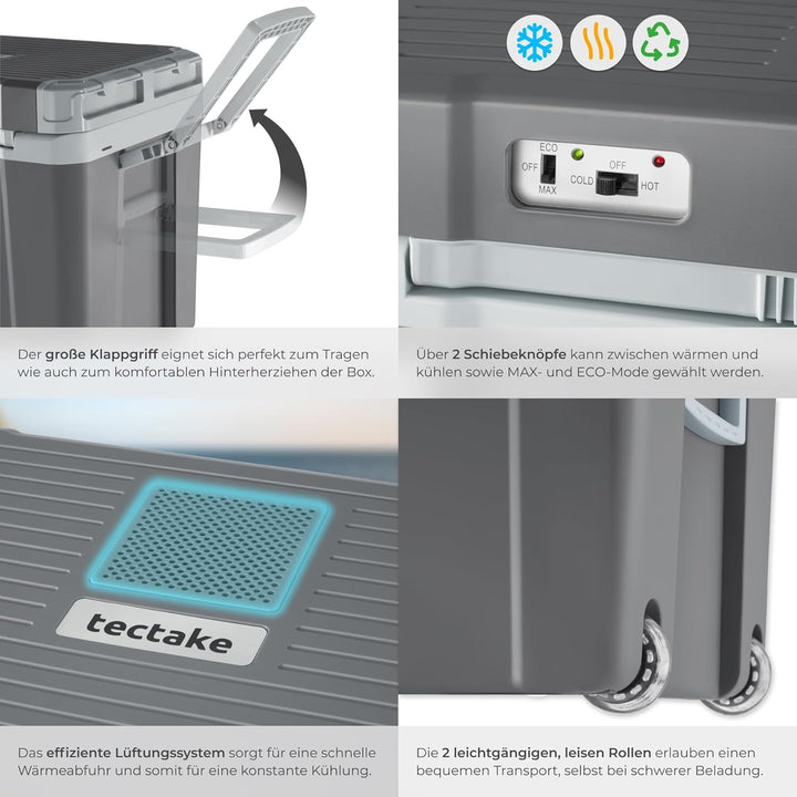 tectake® elektrische Kühl- und Wärmebox, 35 l Fassungsvermögen, mit ECO-Modus, Steckdosen- und Autoa