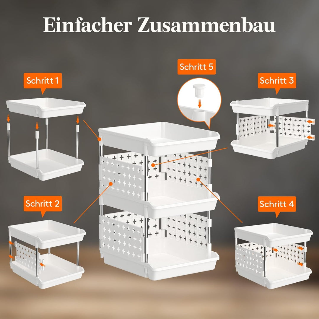 Lifewit Stapelbare Aufbewahrungsboxen, 3-etagiges Korbregal für Garderobe, Küchenwagen für Gemüse, S