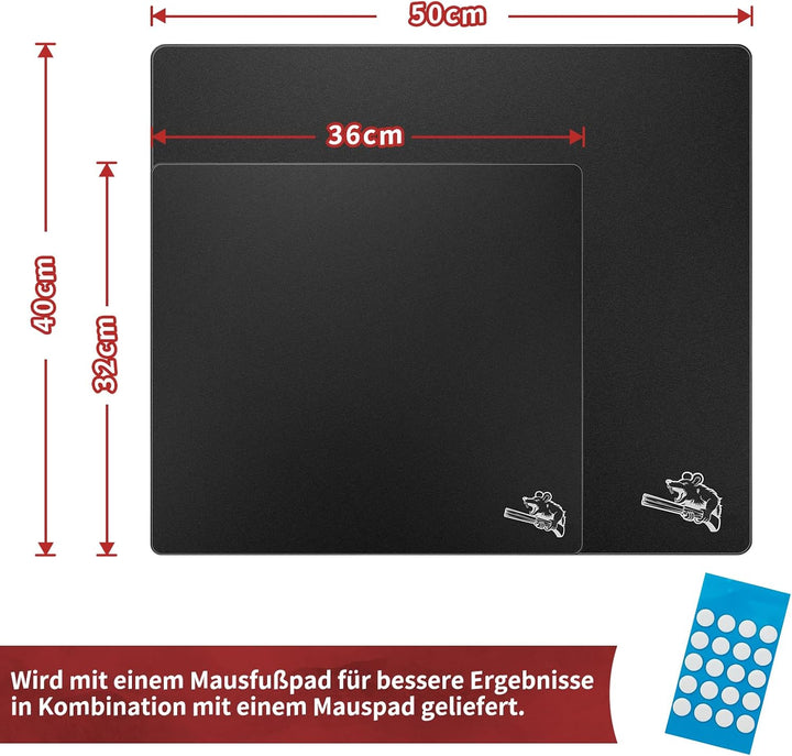 SIROOLAC Gaming-Mauspad aus Glas, 400 mm x 500 mm, FPS-Spiel, spezielles gehärtetes Glas, langlebig,