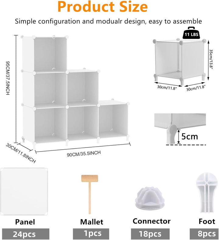 AWTATOS Würfel Aufbewahrungs Organizer, 6 Würfelregale mit Holzhammer, DIY Schrank, Modulares Lagerr
