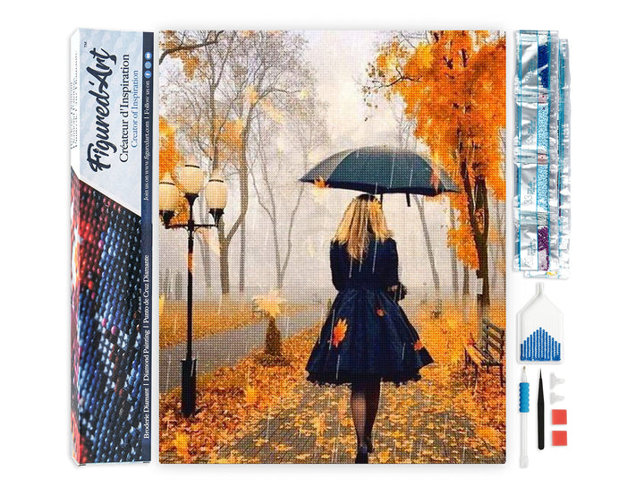 Figured'Art Diamond Painting Erwachsene 40x50cm Ganze Leinwand gerollt Frau im Regen 5D Bilder Eckig