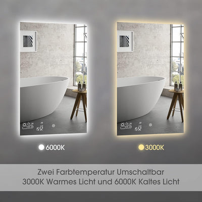 byecold Badspiegel mit LED Beleuchtung 100x60CM, Badezimmerspiegel Antibeschlag, Bad Spiegel Wandspi