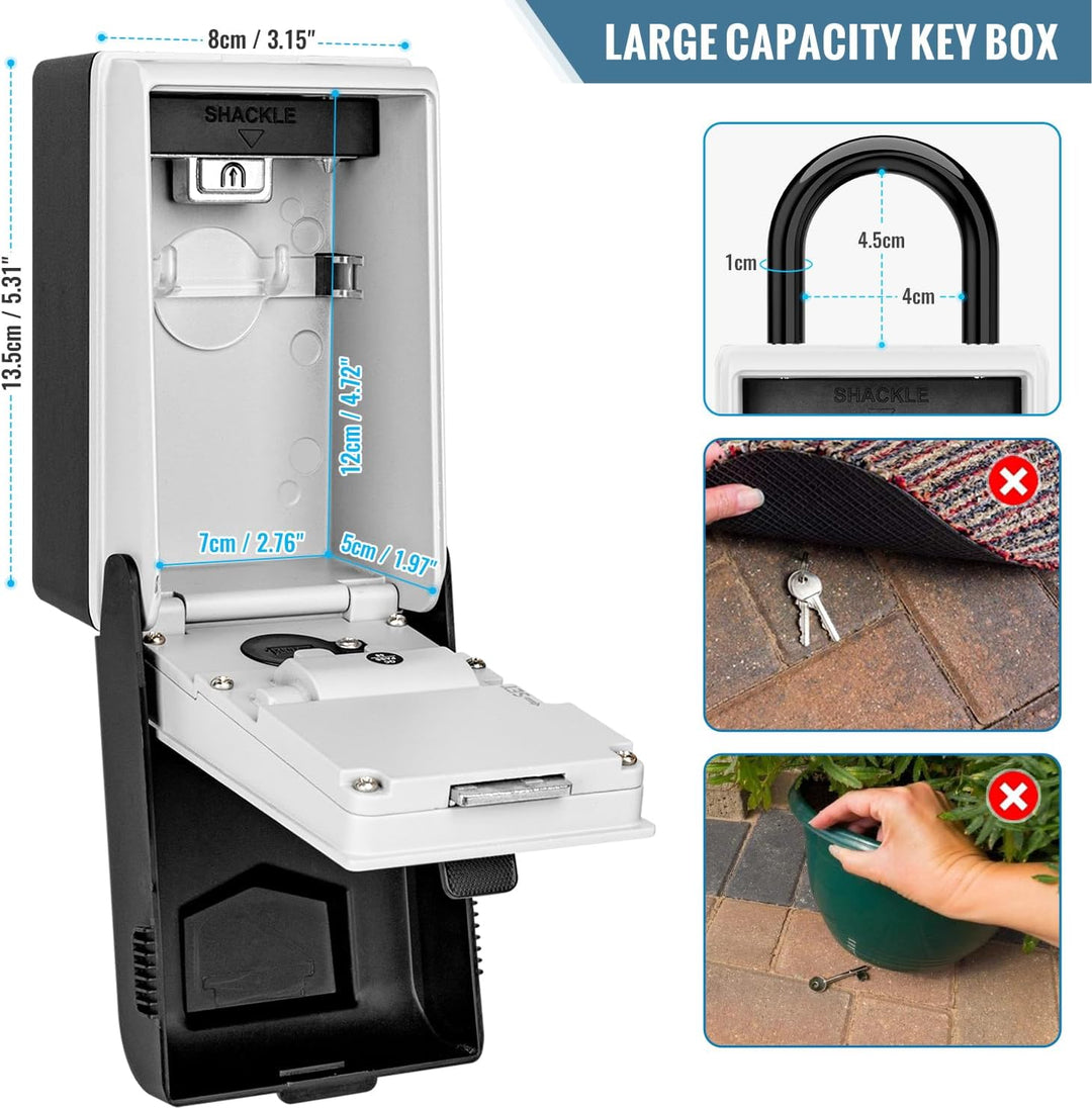 ENONEO Schlüsseltresor mit Beleuchteten Zahlencode Aussen Schlüsseltresor mit Bügel, Wetterfest Schl