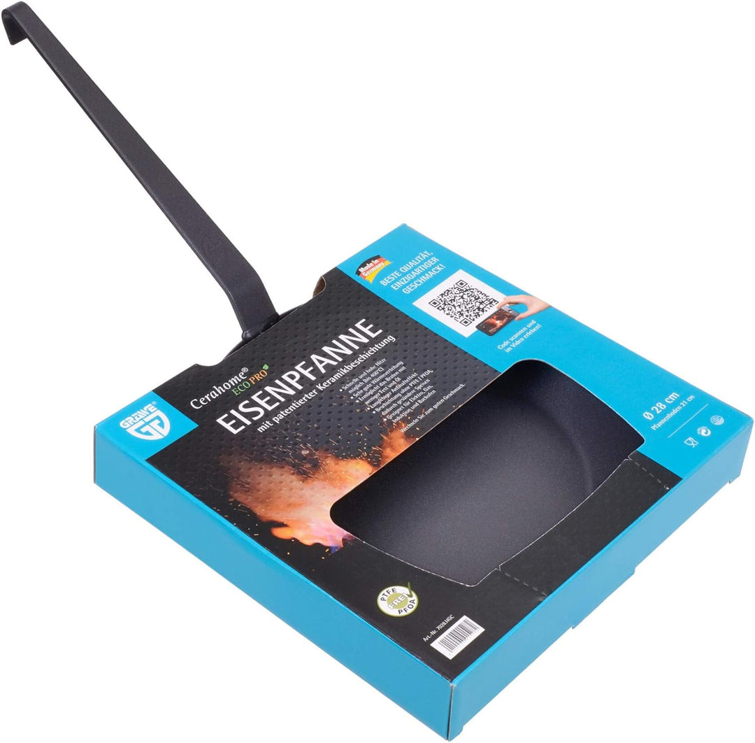 GRÄWE Hohe Eisenpfanne mit Keramikbeschichtung 'CERAHOME ECO PRO' Ø 28 cm hoher Rand, Ø 28 cm hoher