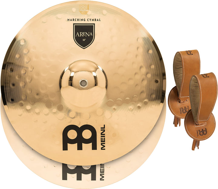 MEINL Cymbals Marching Arena - 16" (MA-AR-16) Marsch-Becken Paar mit Riemen, Marsch-Becken Paar mit