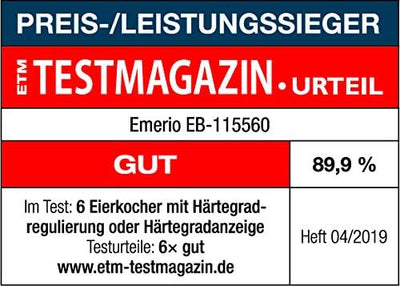 Emerio bester Eierkocher EB-115560 kocht alle drei Garstufen [weich|mittel|hart] in nur einem Kochvo