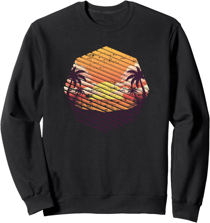 Retro 80er Kunst Synthwave Palmen Sonnenuntergang Vaporwave Sweatshirt