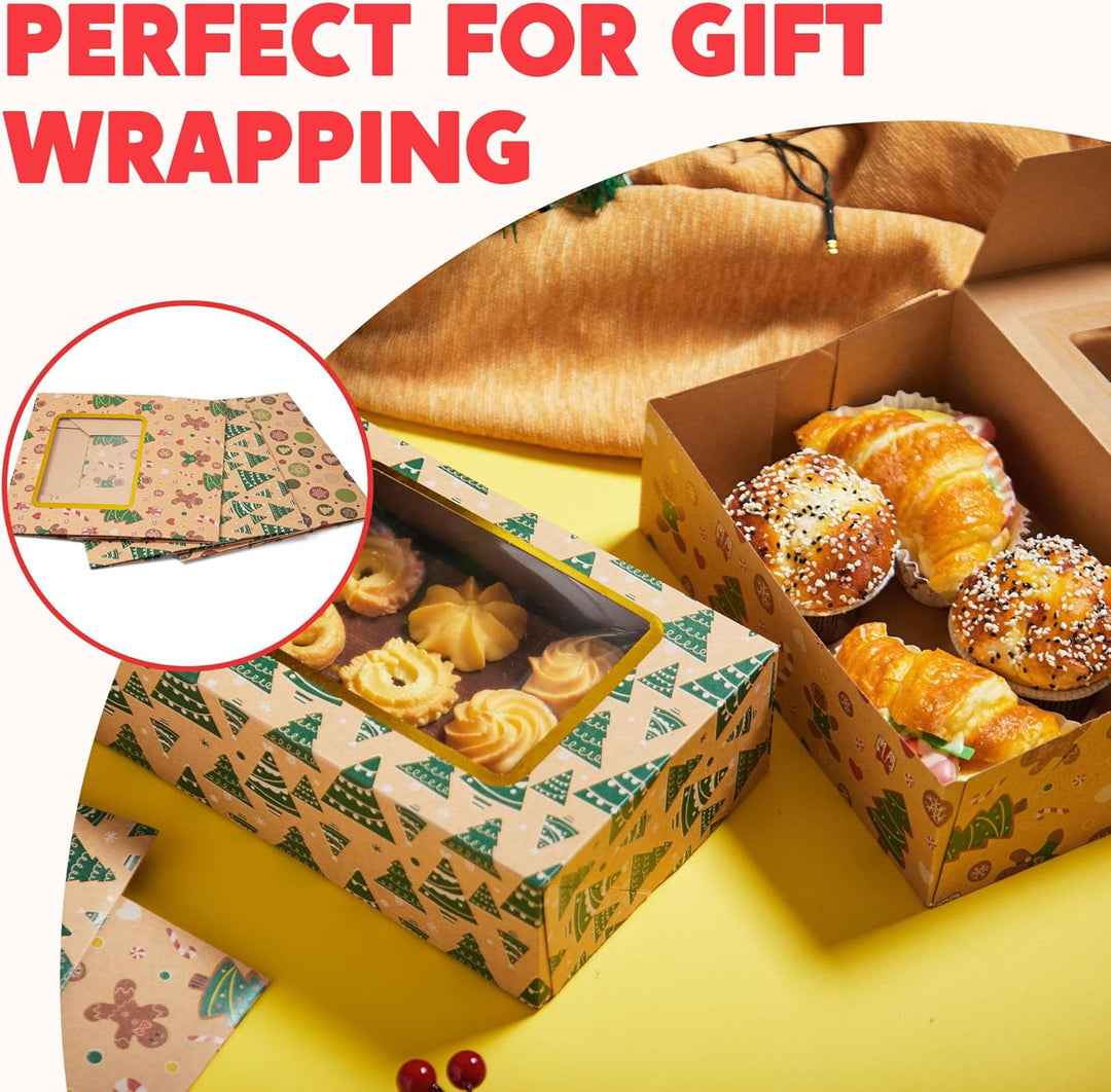 JOYIN 12 Stück folierte Weihnachts-Plätzchenboxen mit Fenster, Leckerli-Boxen für Donut und Kekse, b