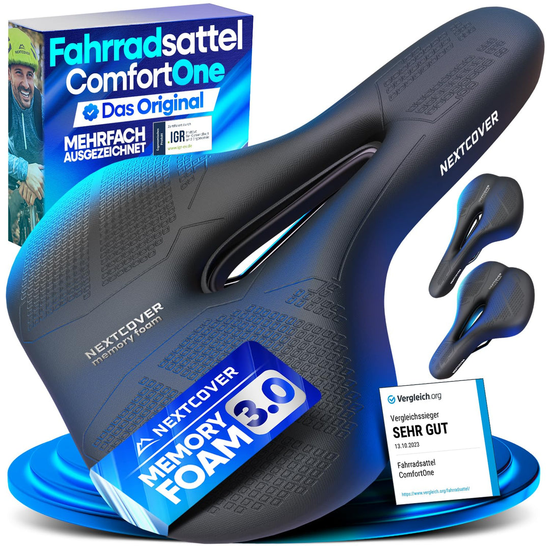 NEXTCOVER® Fahrradsattel mit Memory-Foam 2.0 und [Volume-Air] Federung I maximaler Fahrkomfort I erg