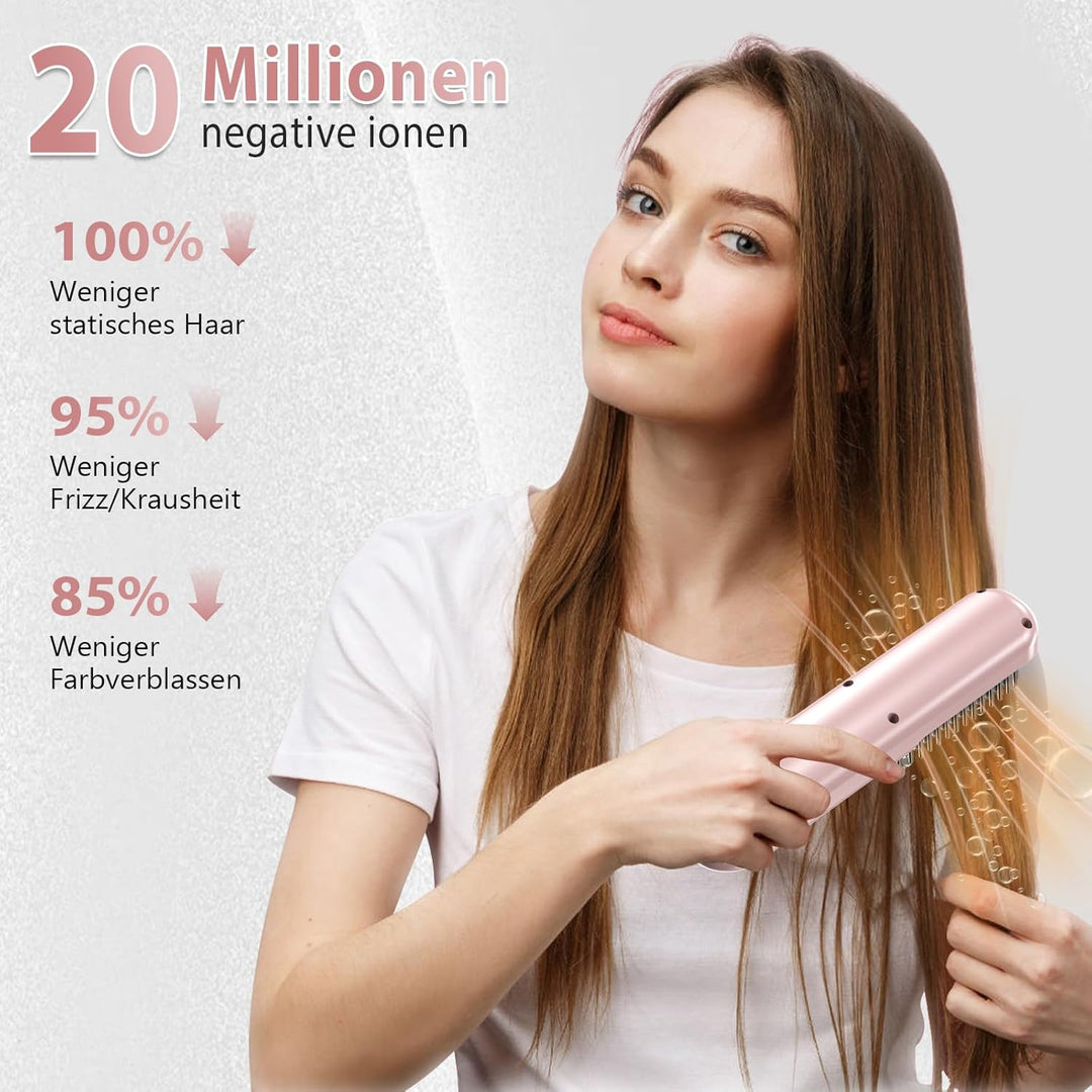 Anluomania Haarglätter Bürste, Kabellose Glättbürste, Glättungskamm 5000mAh, Tragbare Glättungsbürst