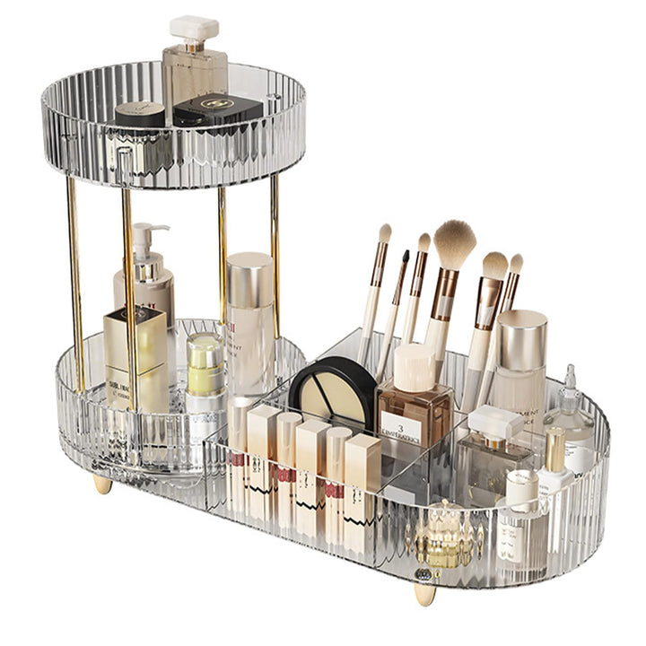 Schminktisch Organizer, Transparent Make Up Organizers, 360° Drehbarer Schmink Organizer, Parfüm Org